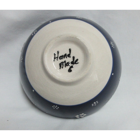 4 Turkish Mini Finger Bowl Handmade Hand Painted Raised Paint Ceramic Pottery 5" - Picture 6 of 8
